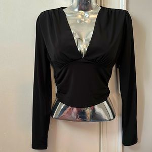 Crop Black Long Sleeve Top